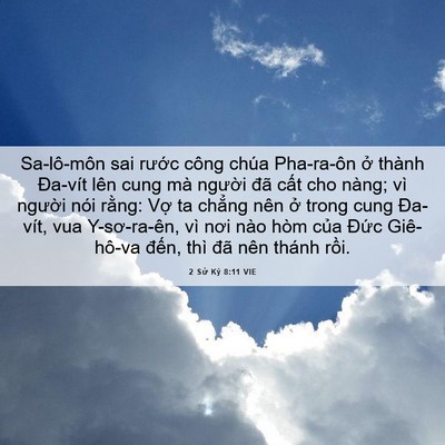 Picture 06 - 2 Sử Ký 8:11 VIE - Sa-lô-môn sai rước công chúa Pha-ra-ôn - Bible Verse Picture