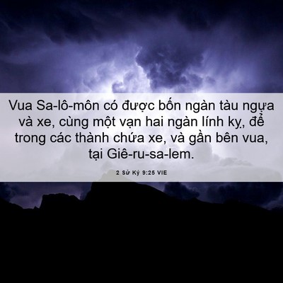 Picture 06 - 2 Sử Ký 9:25 VIE - Vua Sa-lô-môn có được bốn ngàn tàu - Bible Verse Picture