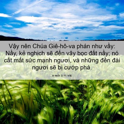 Picture 06 - A-mốt 3:11 VIE - Vậy nên Chúa Giê-hô-va phán như vầy: - Bible Verse Picture