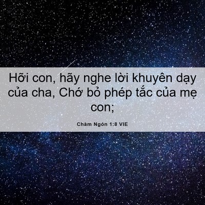 Picture 06 - Châm Ngôn 1:8 VIE - Hỡi con, hãy nghe lời khuyên dạy của - Bible Verse Picture