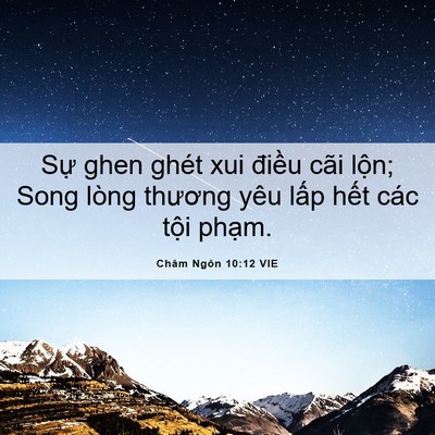 Picture 06 - Châm Ngôn 10:12 VIE - Sự ghen ghét xui điều cãi lộn; Song - Bible Verse Picture