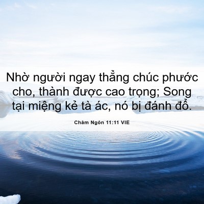 Picture 06 - Châm Ngôn 11:11 VIE - Nhờ người ngay thẳng chúc phước cho, - Bible Verse Picture