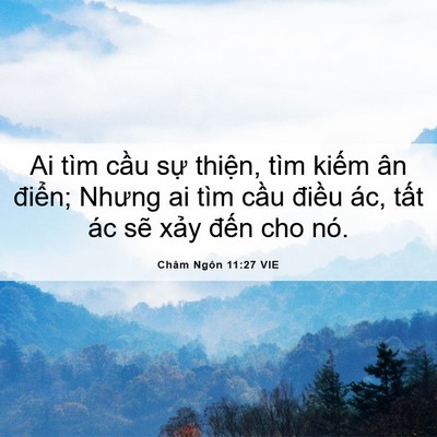 Picture 06 - Châm Ngôn 11:27 VIE - Ai tìm cầu sự thiện, tìm kiếm ân - Bible Verse Picture
