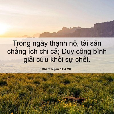 Picture 06 - Châm Ngôn 11:4 VIE - Trong ngày thạnh nộ, tài sản chẳng ích - Bible Verse Picture