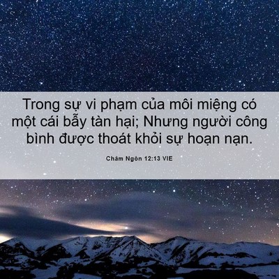 Picture 06 - Châm Ngôn 12:13 VIE - Trong sự vi phạm của môi miệng có một - Bible Verse Picture