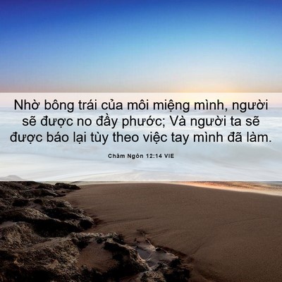 Picture 06 - Châm Ngôn 12:14 VIE - Nhờ bông trái của môi miệng mình, - Bible Verse Picture