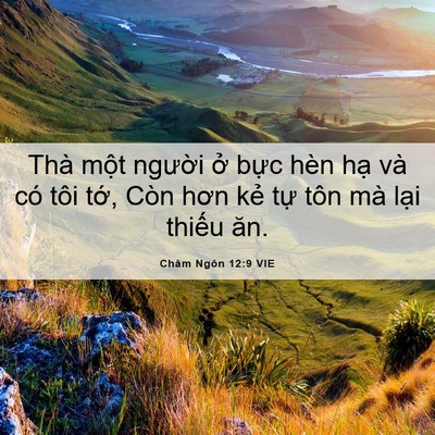 Picture 06 - Châm Ngôn 12:9 VIE - Thà một người ở bực hèn hạ và có - Bible Verse Picture
