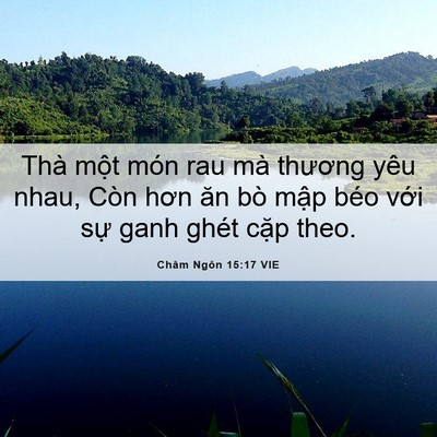 Picture 06 - Châm Ngôn 15:17 VIE - Thà một món rau mà thương yêu nhau, Còn - Bible Verse Picture