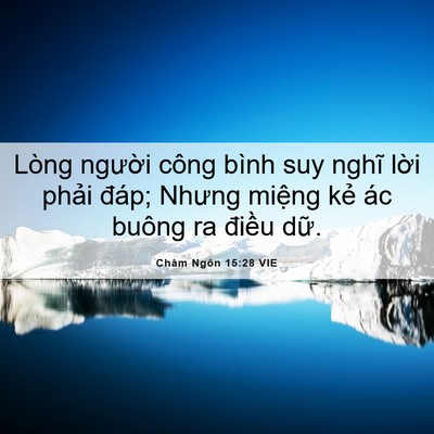 Picture 06 - Châm Ngôn 15:28 VIE - Lòng người công bình suy nghĩ lời phải - Bible Verse Picture