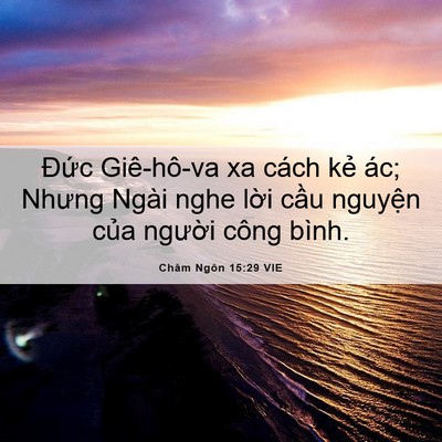 Picture 06 - Châm Ngôn 15:29 VIE - Đức Giê-hô-va xa cách kẻ ác; Nhưng - Bible Verse Picture