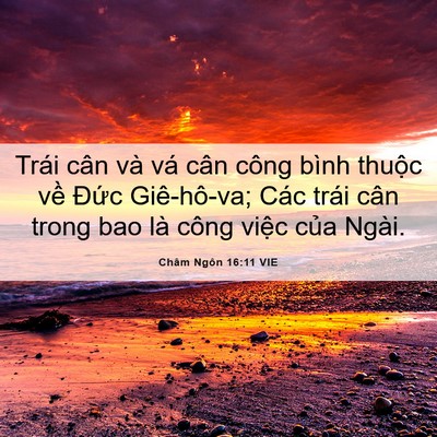Picture 06 - Châm Ngôn 16:11 VIE - Trái cân và vá cân công bình thuộc về - Bible Verse Picture