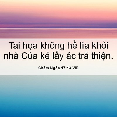 Picture 06 - Châm Ngôn 17:13 VIE - Tai họa không hề lìa khỏi nhà Của kẻ - Bible Verse Picture