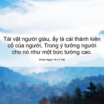 Picture 06 - Châm Ngôn 18:11 VIE - Tài vật người giàu, ấy là cái thành - Bible Verse Picture