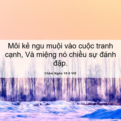Picture 06 - Châm Ngôn 18:6 VIE - Môi kẻ ngu muội vào cuộc tranh cạnh, - Bible Verse Picture
