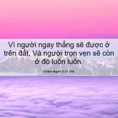 Picture 06 - Châm Ngôn 2:21 VIE - Vì người ngay thẳng sẽ được ở trên - Bible Verse Picture
