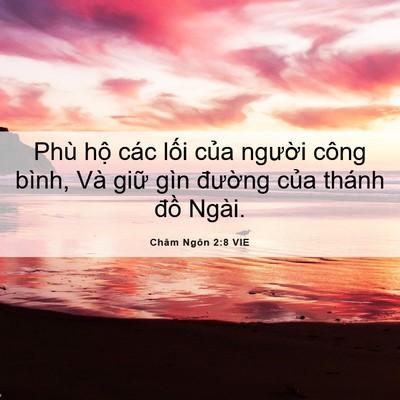 Picture 06 - Châm Ngôn 2:8 VIE - Phù hộ các lối của người công bình, - Bible Verse Picture