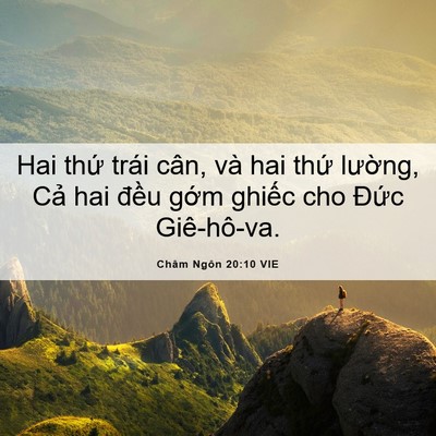 Picture 06 - Châm Ngôn 20:10 VIE - Hai thứ trái cân, và hai thứ lường, - Bible Verse Picture