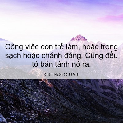 Picture 06 - Châm Ngôn 20:11 VIE - Công việc con trẻ làm, hoặc trong sạch - Bible Verse Picture