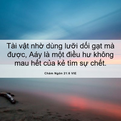 Picture 06 - Châm Ngôn 21:6 VIE - Tài vật nhờ dùng lưỡi dối gạt mà - Bible Verse Picture