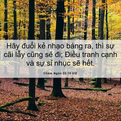 Picture 06 - Châm Ngôn 22:10 VIE - Hãy đuổi kẻ nhạo báng ra, thì sự cãi - Bible Verse Picture