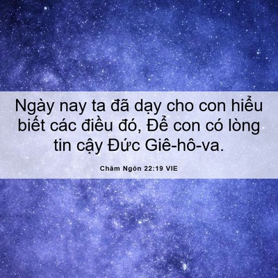 Picture 06 - Châm Ngôn 22:19 VIE - Ngày nay ta đã dạy cho con hiểu biết - Bible Verse Picture