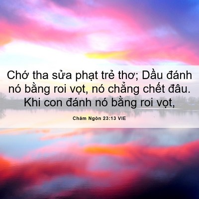 Picture 06 - Châm Ngôn 23:13 VIE - Chớ tha sửa phạt trẻ thơ; Dầu đánh - Bible Verse Picture