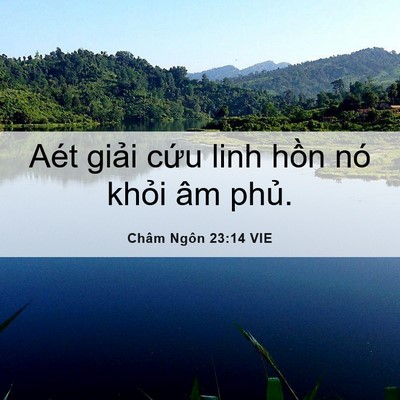 Picture 06 - Châm Ngôn 23:14 VIE - Aét giải cứu linh hồn nó khỏi âm - Bible Verse Picture