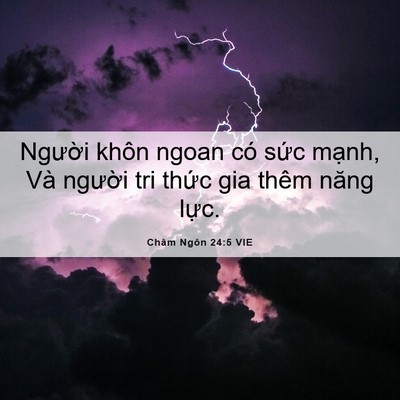 Picture 06 - Châm Ngôn 24:5 VIE - Người khôn ngoan có sức mạnh, Và - Bible Verse Picture