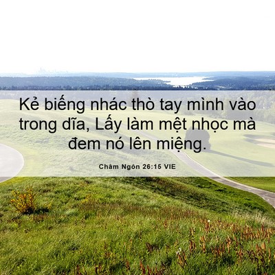 Picture 06 - Châm Ngôn 26:15 VIE - Kẻ biếng nhác thò tay mình vào trong - Bible Verse Picture