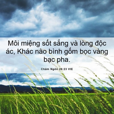 Picture 06 - Châm Ngôn 26:23 VIE - Môi miệng sốt sắng và lòng độc ác, - Bible Verse Picture