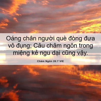 Picture 06 - Châm Ngôn 26:7 VIE - Oáng chân người què đòng đưa vô - Bible Verse Picture
