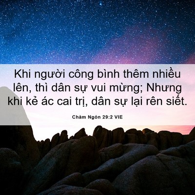 Picture 06 - Châm Ngôn 29:2 VIE - Khi người công bình thêm nhiều lên, thì - Bible Verse Picture