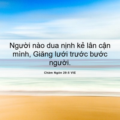 Picture 06 - Châm Ngôn 29:5 VIE - Người nào dua nịnh kẻ lân cận mình, - Bible Verse Picture