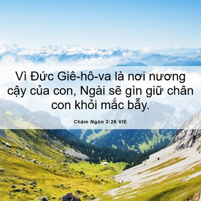 Picture 06 - Châm Ngôn 3:26 VIE - Vì Đức Giê-hô-va là nơi nương cậy - Bible Verse Picture