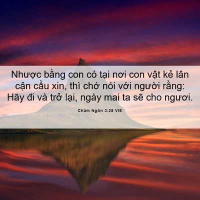 Picture 06 - Châm Ngôn 3:28 VIE - Nhược bằng con có tại nơi con vật kẻ - Bible Verse Picture