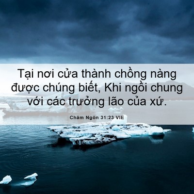 Picture 06 - Châm Ngôn 31:23 VIE - Tại nơi cửa thành chồng nàng được - Bible Verse Picture