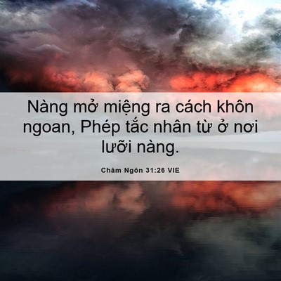 Picture 06 - Châm Ngôn 31:26 VIE - Nàng mở miệng ra cách khôn ngoan, Phép - Bible Verse Picture