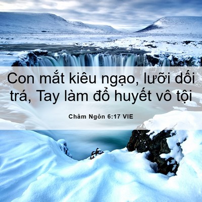 Picture 06 - Châm Ngôn 6:17 VIE - Con mắt kiêu ngạo, lưỡi dối trá, Tay - Bible Verse Picture