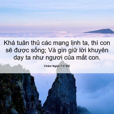 Picture 06 - Châm Ngôn 7:2 VIE - Khá tuân thủ các mạng lịnh ta, thì con - Bible Verse Picture