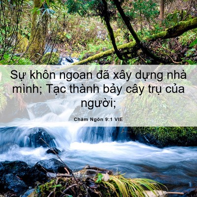 Picture 06 - Châm Ngôn 9:1 VIE - Sự khôn ngoan đã xây dựng nhà mình; - Bible Verse Picture
