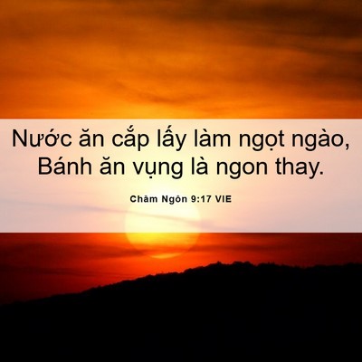 Picture 06 - Châm Ngôn 9:17 VIE - Nước ăn cắp lấy làm ngọt ngào, Bánh - Bible Verse Picture