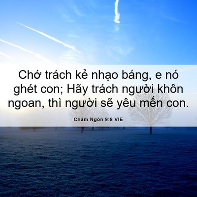 Picture 06 - Châm Ngôn 9:8 VIE - Chớ trách kẻ nhạo báng, e nó ghét con; - Bible Verse Picture