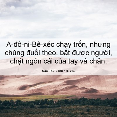 Picture 06 - Các Thủ Lãnh 1:6 VIE - A-đô-ni-Bê-xéc chạy trốn, nhưng chúng - Bible Verse Picture