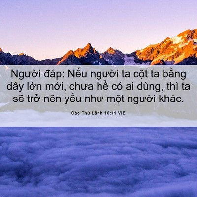 Picture 06 - Các Thủ Lãnh 16:11 VIE - Người đáp: Nếu người ta cột ta bằng - Bible Verse Picture