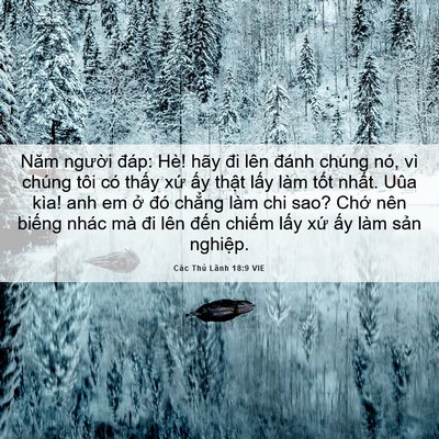 Picture 06 - Các Thủ Lãnh 18:9 VIE - Năm người đáp: Hè! hãy đi lên đánh - Bible Verse Picture
