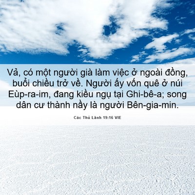 Picture 06 - Các Thủ Lãnh 19:16 VIE - Vả, có một người già làm việc ở - Bible Verse Picture