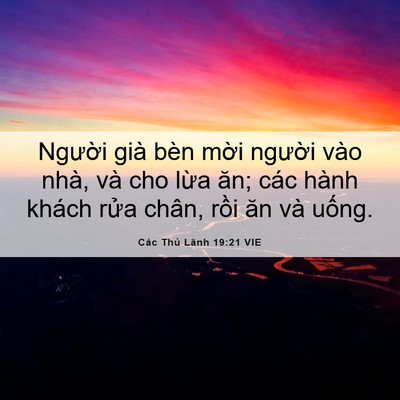Picture 06 - Các Thủ Lãnh 19:21 VIE - Người già bèn mời người vào nhà, và - Bible Verse Picture