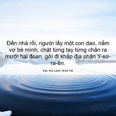 Picture 06 - Các Thủ Lãnh 19:29 VIE - Đến nhà rồi, người lấy một con dao, - Bible Verse Picture