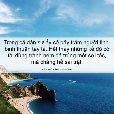 Picture 06 - Các Thủ Lãnh 20:16 VIE - Trong cả dân sự ấy có bảy trăm - Bible Verse Picture