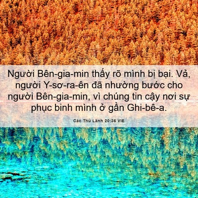 Picture 06 - Các Thủ Lãnh 20:36 VIE - Người Bên-gia-min thấy rõ mình bị - Bible Verse Picture